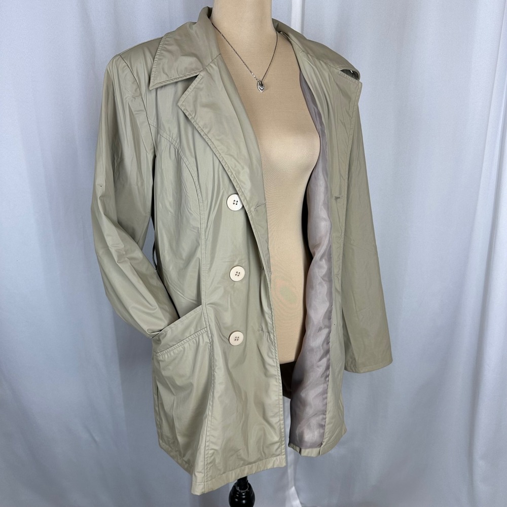 Paul Harris‎ Design PHD Coat Women's Size M Beige Raincoat Style Jacket READ
